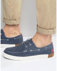 Chaussures bateau en toile bleues Timberland