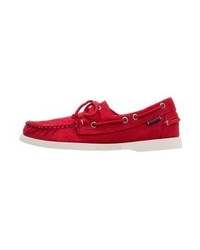 Chaussures bateau en toile rouges Sebago