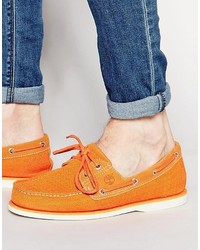 Chaussures bateau orange Timberland