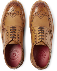 Chaussures brogues en cuir beiges Grenson