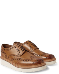 Chaussures brogues en cuir beiges Grenson