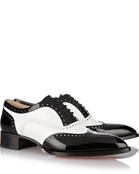 Chaussures brogues en cuir blanches et noires Christian Louboutin