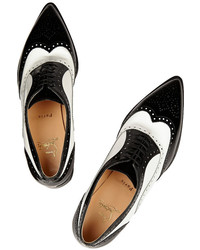 Chaussures brogues en cuir blanches et noires Christian Louboutin