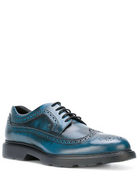 Chaussures brogues en cuir bleu canard Hogan
