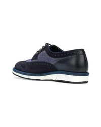 Chaussures brogues en cuir bleu marine Santoni