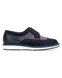 Chaussures brogues en cuir bleu marine Santoni