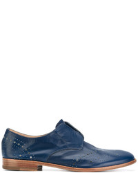 Chaussures brogues en cuir bleu marine Fratelli Rossetti