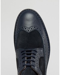 Chaussures brogues en cuir bleu marine Selected