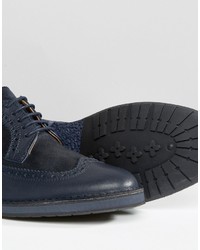 Chaussures brogues en cuir bleu marine Selected