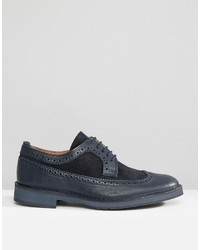 Chaussures brogues en cuir bleu marine Selected