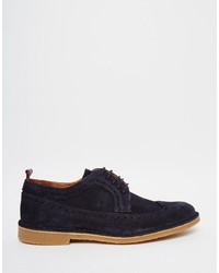 Chaussures brogues en cuir bleu marine Selected