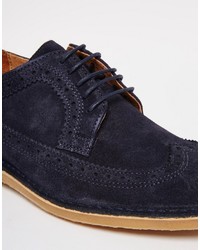 Chaussures brogues en cuir bleu marine Selected