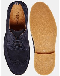 Chaussures brogues en cuir bleu marine Selected