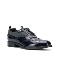 Chaussures brogues en cuir bleu marine Prada