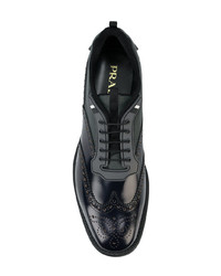 Chaussures brogues en cuir bleu marine Prada