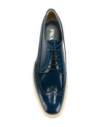 Chaussures brogues en cuir bleu marine Prada