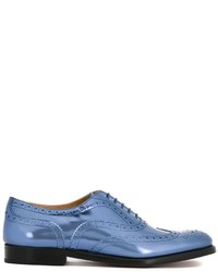 Chaussures brogues en cuir bleues