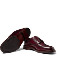 Chaussures brogues en cuir bordeaux Brunello Cucinelli