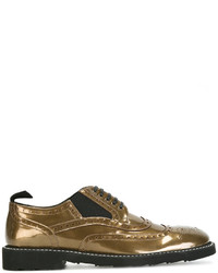 Chaussures brogues en cuir dorées Dolce & Gabbana