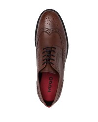 Chaussures brogues en cuir épaisses marron foncé BOSS