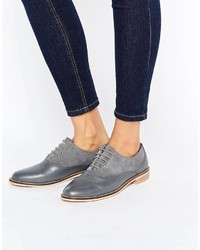 Chaussures brogues en cuir gris foncé Asos