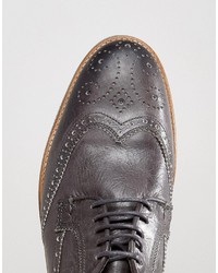 Chaussures brogues en cuir gris foncé Asos