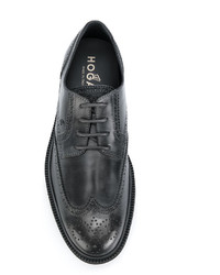 Chaussures brogues en cuir gris foncé Hogan