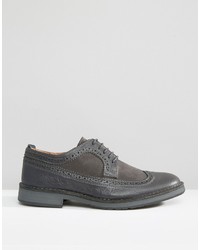 Chaussures brogues en cuir gris foncé Selected