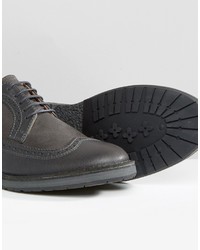 Chaussures brogues en cuir gris foncé Selected