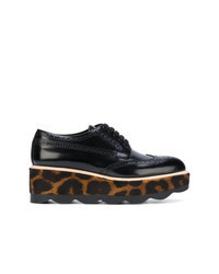 Chaussures brogues en cuir imprimées léopard noires