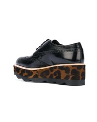 Chaussures brogues en cuir imprimées léopard noires Prada
