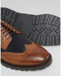 Chaussures brogues en cuir marron clair Base London