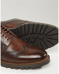 Chaussures brogues en cuir marron foncé Base London