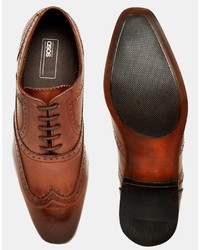 Chaussures brogues en cuir marron foncé Asos