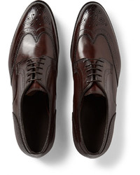 Chaussures brogues en cuir marron foncé Santoni