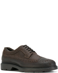 Chaussures brogues en cuir marron foncé Hogan