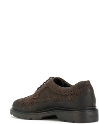 Chaussures brogues en cuir marron foncé Hogan