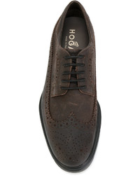 Chaussures brogues en cuir marron foncé Hogan