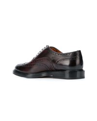 Chaussures brogues en cuir marron foncé Santoni