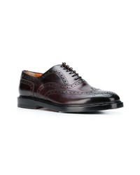 Chaussures brogues en cuir marron foncé Santoni