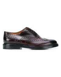 Chaussures brogues en cuir marron foncé Santoni