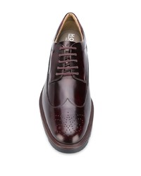 Chaussures brogues en cuir marron foncé Hogan