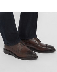Chaussures brogues en cuir marron foncé Hugo Boss