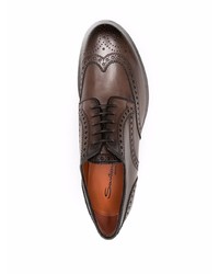 Chaussures brogues en cuir marron foncé Santoni