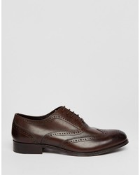 Chaussures brogues en cuir marron foncé Dune