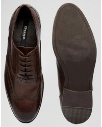 Chaussures brogues en cuir marron foncé Dune