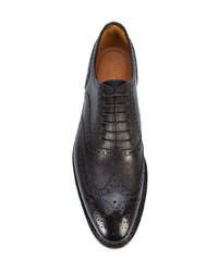 Chaussures brogues en cuir marron foncé Bontoni