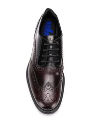 Chaussures brogues en cuir marron foncé Hogan