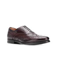 Chaussures brogues en cuir marron foncé Santoni