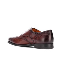 Chaussures brogues en cuir marron foncé Santoni